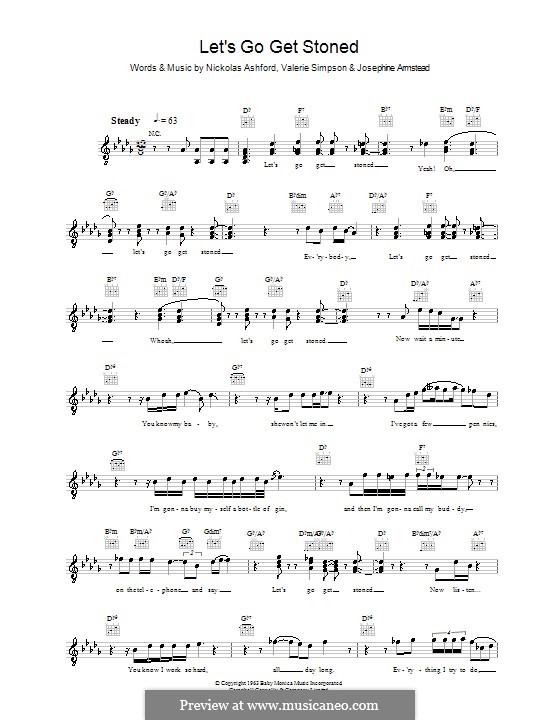 Let's Go Get Stoned (Ray Charles): Melodie, Text und Akkorde by Josephine Armstead, Nicholas Ashford, Valerie Simpson