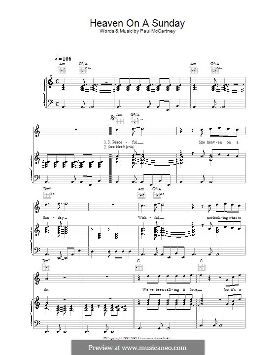 Heaven on a Sunday: Für Stimme und Klavier (oder Gitarre) by Paul McCartney