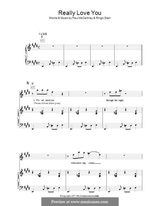 Really Love You: Für Stimme und Klavier (oder Gitarre) by Paul McCartney, Ringo Starr
