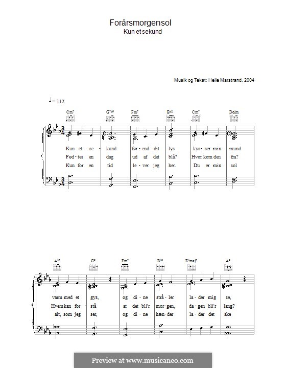 Forårsmorgensol: Für Stimme und Klavier (oder Gitarre) by Helle Marstrand