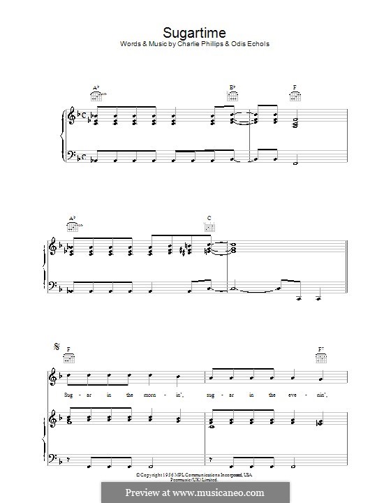 Sugartime: Für Stimme mit Klavier oder Gitarre (Linda McCartney) by Charlie Phillips, Odis Echols