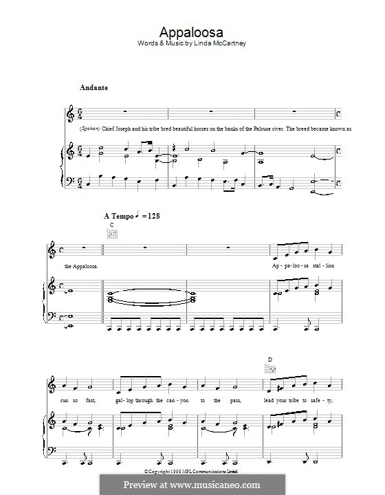 Appaloosa: Für Stimme und Klavier (oder Gitarre) by Linda McCartney