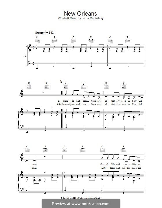 New Orleans: Für Stimme und Klavier (oder Gitarre) by Linda McCartney