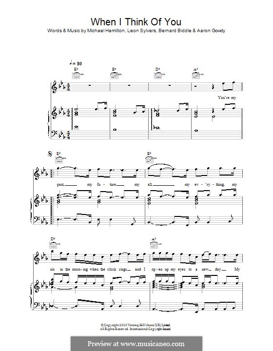 When I Think of You: Für Stimme und Klavier (oder Gitarre) by Aaron Gowdy, Bernard Biddle, Leon Sylvers, Michael Hamilton