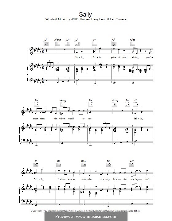 Sally: Für Stimme mit Klavier oder Gitarre (Paul McCartney) by Harry Leon, Leo Towers, Will E. Haines