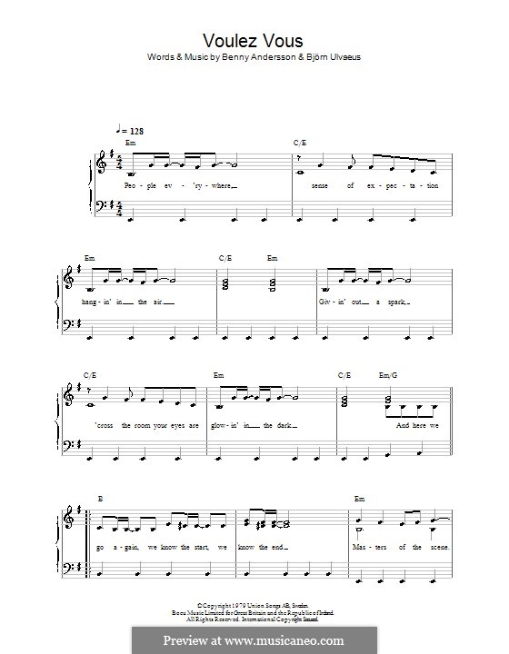 Voulez Vous (ABBA): Für Klavier, leicht by Benny Andersson, Björn Ulvaeus