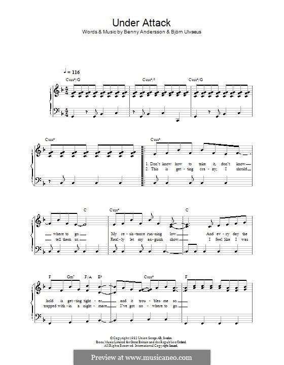 Under Attack (ABBA): Für Klavier, leicht by Benny Andersson, Björn Ulvaeus