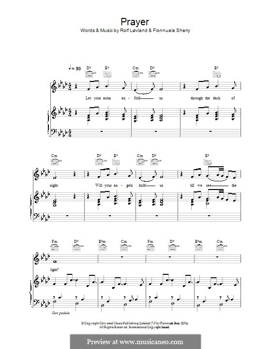 Prayer: Für Stimme mit Klavier oder Gitarre (Hayley Westenra) by Fionnuala Sherry, Nikki Matheson, Rolf Løvland