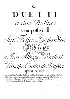 Sechs Duos für zwei Violinen, Op.2: Sechs Duos für zwei Violinen by Felice Giardini