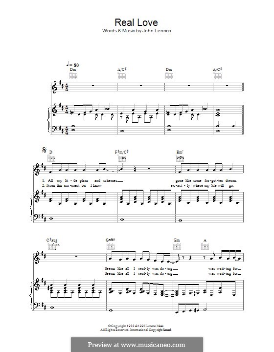 Real Love (The Beatles): Für Stimme und Klavier (oder Gitarre) by John Lennon