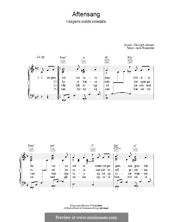 Aftensang I Dagens Sidste Soledans: Für Stimme und Klavier (oder Gitarre) by Ole Ugilt Jensen