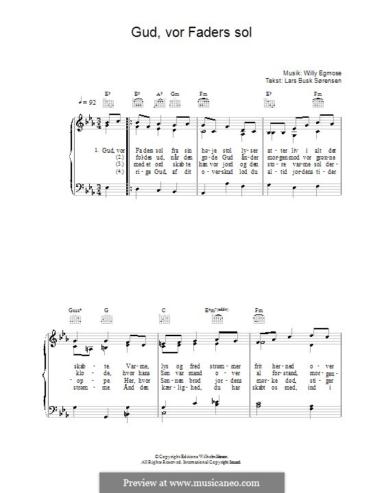 Gud, Vor Faders Sol: Für Stimme und Klavier (oder Gitarre) by Willy Egmose