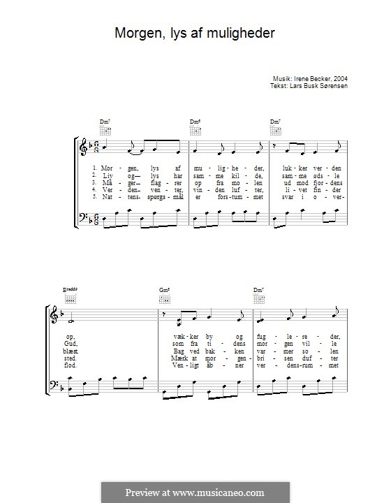 Morgen, Lys Af Muligheder: Für Stimme und Klavier (oder Gitarre) by Irene Becker