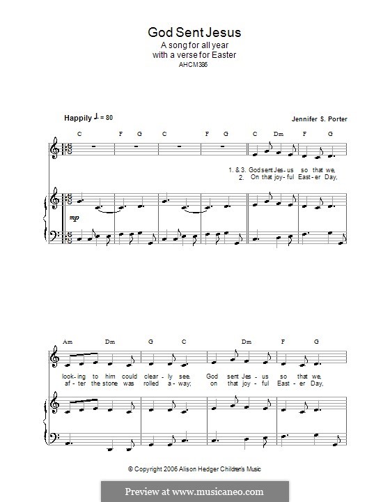 God Sent Jesus (Alison Hedger): Für Stimme und Klavier (oder Gitarre) by Jennifer S. Porter