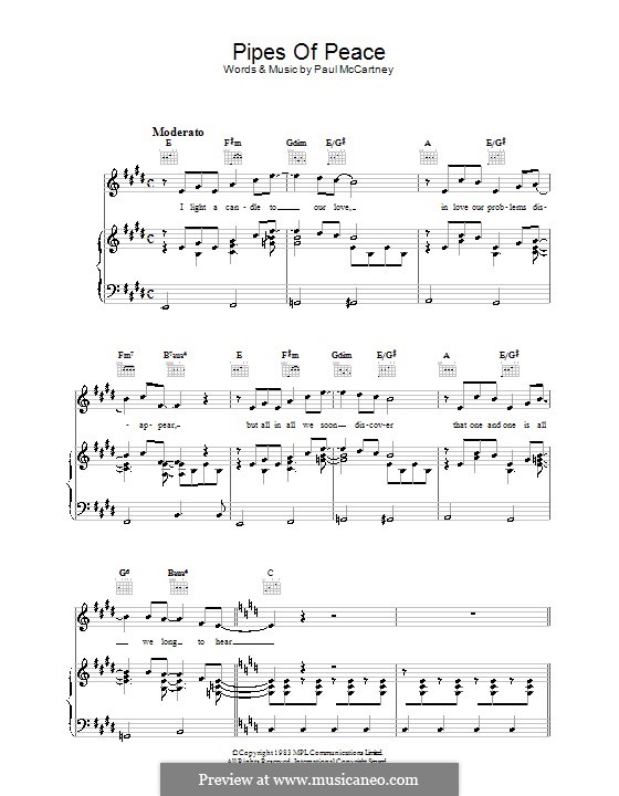 Pipes of Peace: Für Stimme und Klavier (oder Gitarre) by Paul McCartney