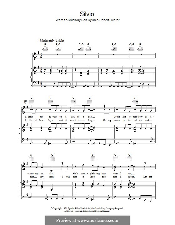 Silvio: Für Stimme und Klavier (oder Gitarre) by Bob Dylan, Robert Hunter