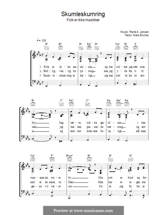 Skumleskumring: Für Stimme und Klavier (oder Gitarre) by René A. Jensen
