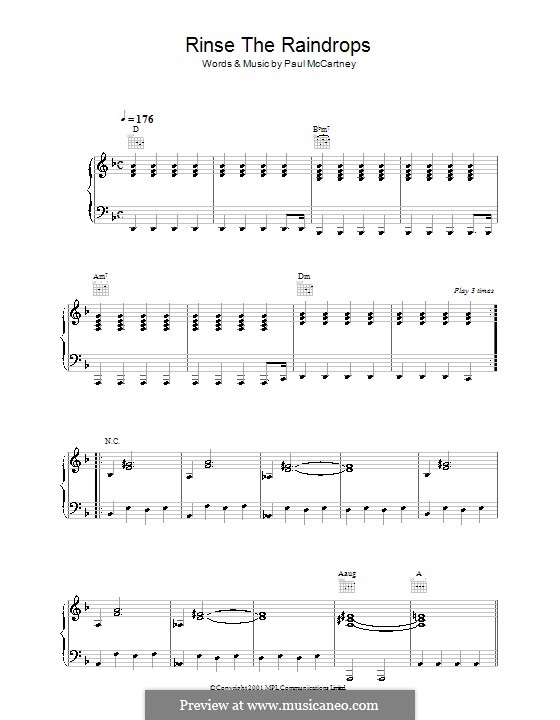 Rinse the Raindrops: Für Stimme und Klavier (oder Gitarre) by Paul McCartney