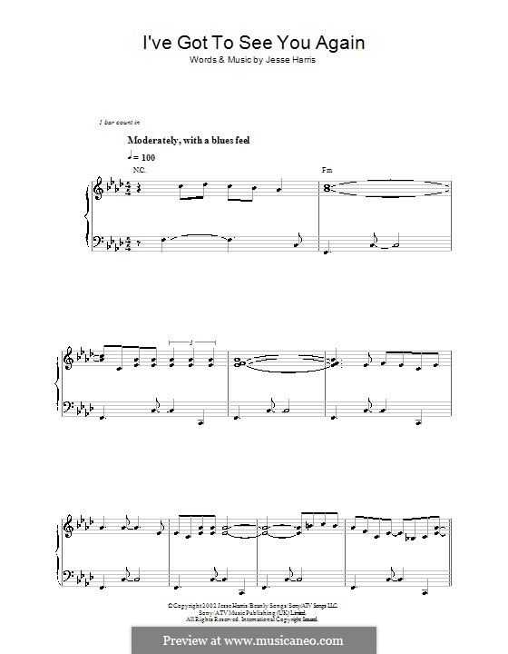 I've Got To See You Again (Norah Jones): Für Klavier, leicht by Jesse Harris