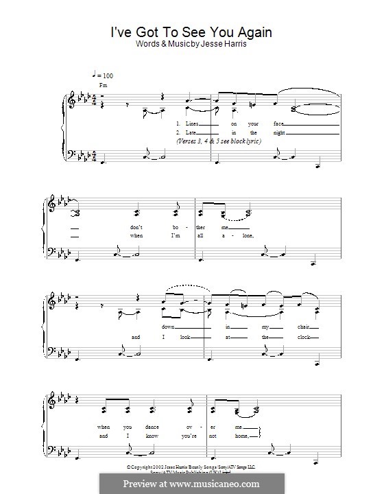 I've Got To See You Again (Norah Jones): Für Klavier, leicht by Jesse Harris
