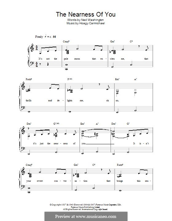 Piano version: Easy notes by Hoagy Carmichael