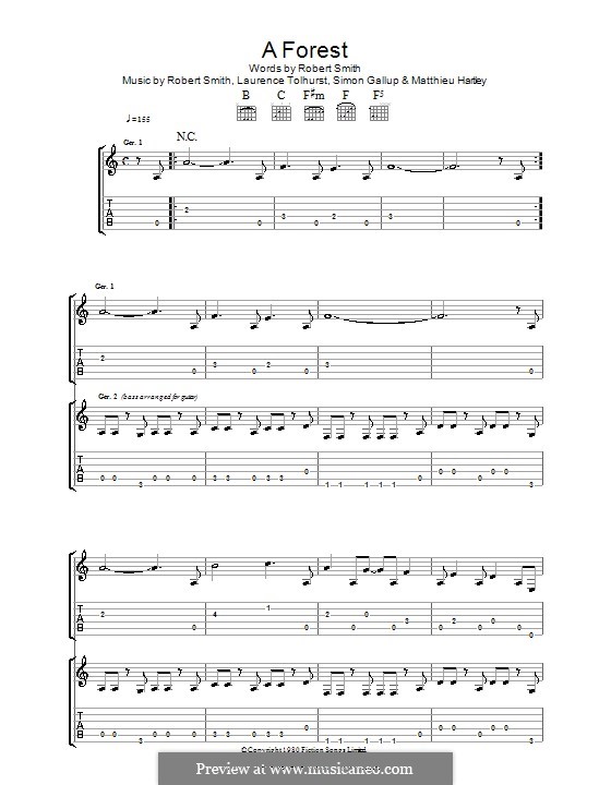 A Forest (The Cure): Für Gitarre mit Tabulatur by Laurence Tolhurst, Matthieu Hartley, Robert Gary Smith, Simon Gallup