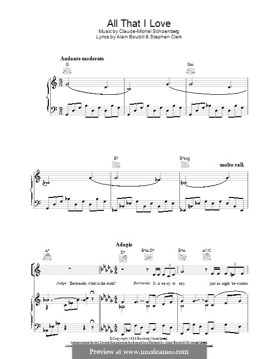 All That I Love: Für Stimme und Klavier (oder Gitarre) by Claude-Michel Schönberg