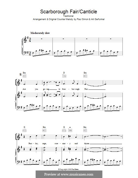 Scarborough Fair / Canticle: Für Stimme und Klavier (oder Gitarre) by folklore