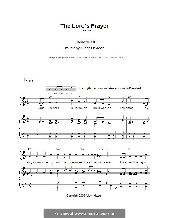The Lord's Prayer: Für Stimme und Klavier (oder Gitarre) by folklore