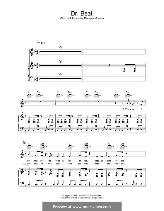 Dr. Beat (Miami Sound Machine): Für Stimme und Klavier (oder Gitarre) by Enrique Garcia