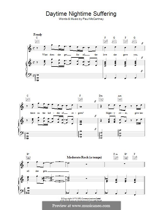 Daytime Nightime Suffering: Für Stimme und Klavier (oder Gitarre) by Paul McCartney