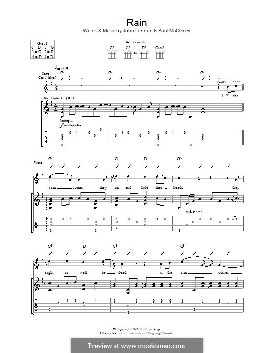 Rain (The Beatles): Für Gitarre mit Tabulatur by John Lennon, Paul McCartney