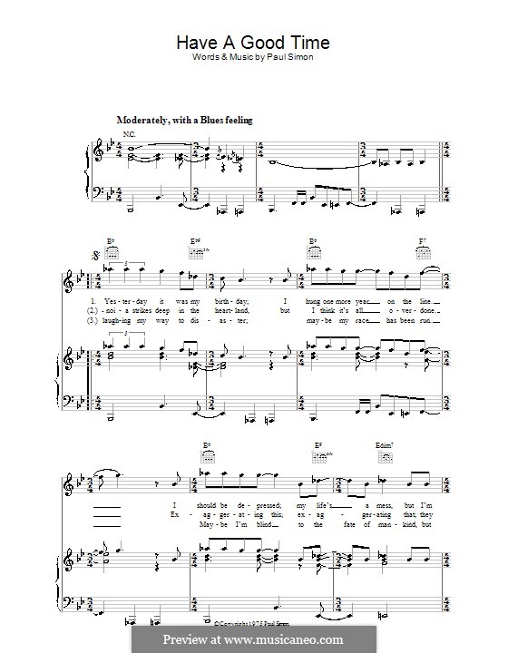 Have a Good Time: Für Stimme und Klavier (oder Gitarre) by Paul Simon