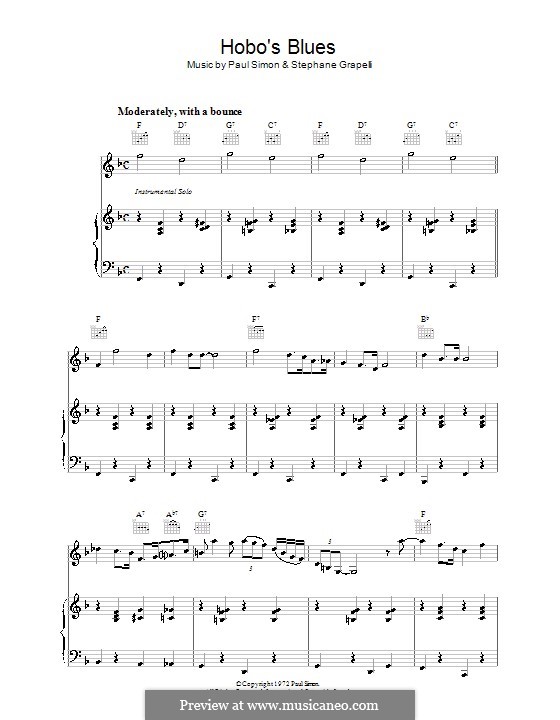 Hobo's Blues: Für Stimme und Klavier (oder Gitarre) by Paul Simon