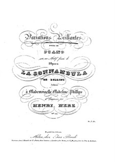 Variationen Brillante über Themen aus 'La Sonnambula' von Bellini, Op.105: Für Klavier by Henri Herz