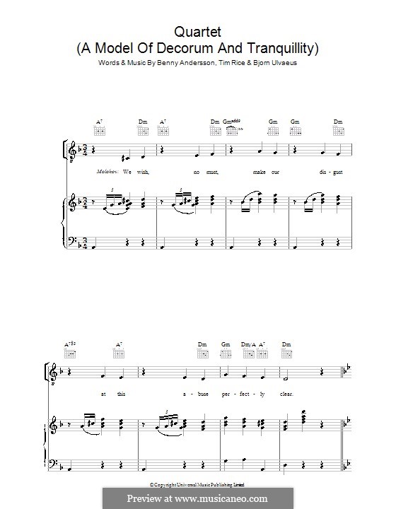 Quartet (a Model of Decorum and Tranquillity): Für Stimme und Klavier (oder Gitarre) by Benny Andersson, Björn Ulvaeus