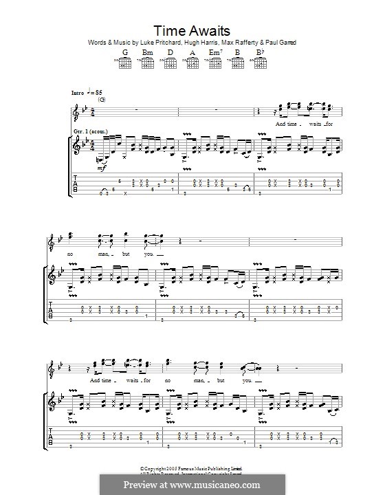 Time Awaits (The Kooks): Für Gitarre mit Tabulatur by Hugh Harris, Luke Pritchard, Max Rafferty, Paul Garred