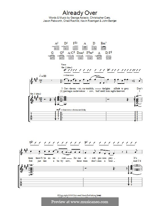 Already Over (Orson): Für Gitarre mit Tabulatur by Chad Rachild, Christopher Cano, George Astasio, Jason Pebworth, John Bentjen, Kevin Roentgen