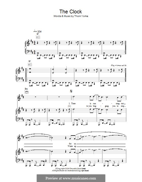The Clock: Für Stimme und Klavier (oder Gitarre) by Thomas Yorke