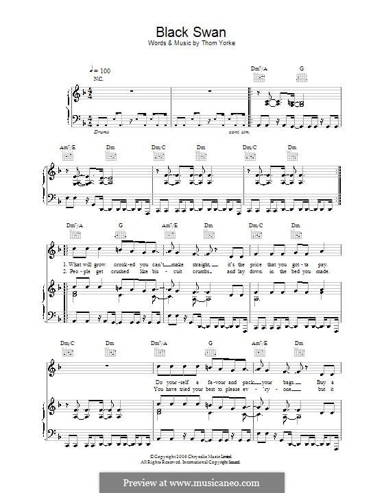 Black Swan: Für Stimme und Klavier (oder Gitarre) by Thomas Yorke