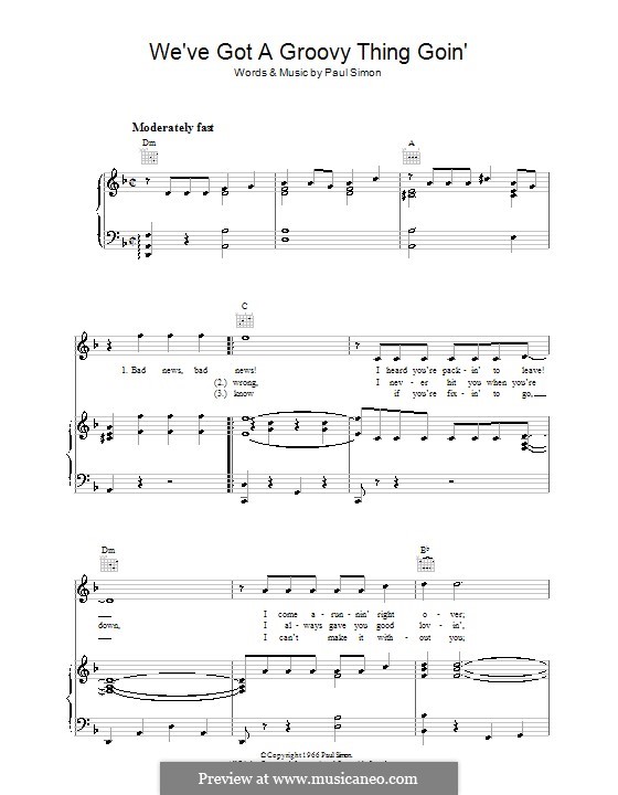 We've Got a Groovy Thing Goin' (Simon & Garfunkel): Für Stimme und Klavier (oder Gitarre) by Paul Simon