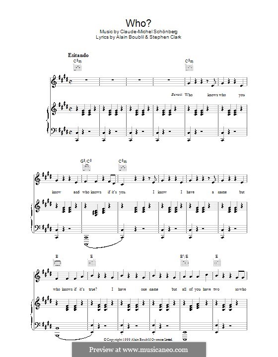 Who: Für Stimme und Klavier (oder Gitarre) by Claude-Michel Schönberg