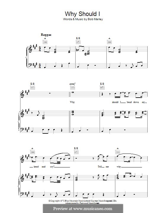 Why Should I: Für Stimme und Klavier (oder Gitarre) by Bob Marley