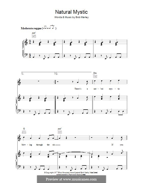 Natural Mystic: Für Stimme und Klavier (oder Gitarre) by Bob Marley