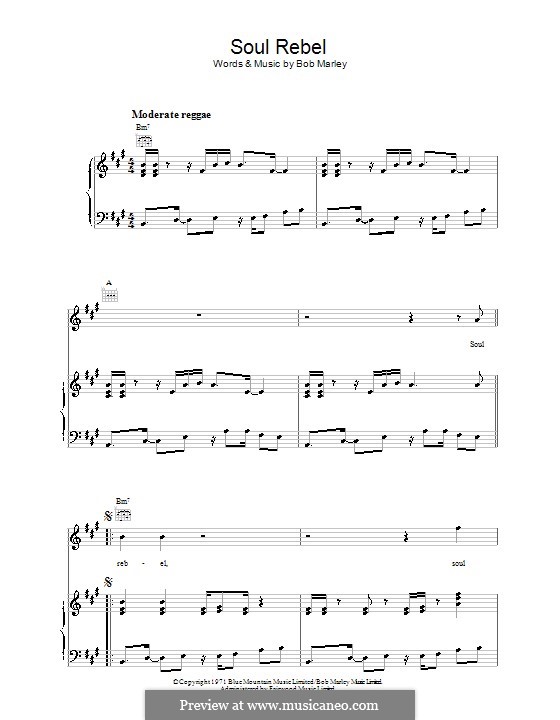 Soul Rebel: Für Stimme und Klavier (oder Gitarre) by Bob Marley