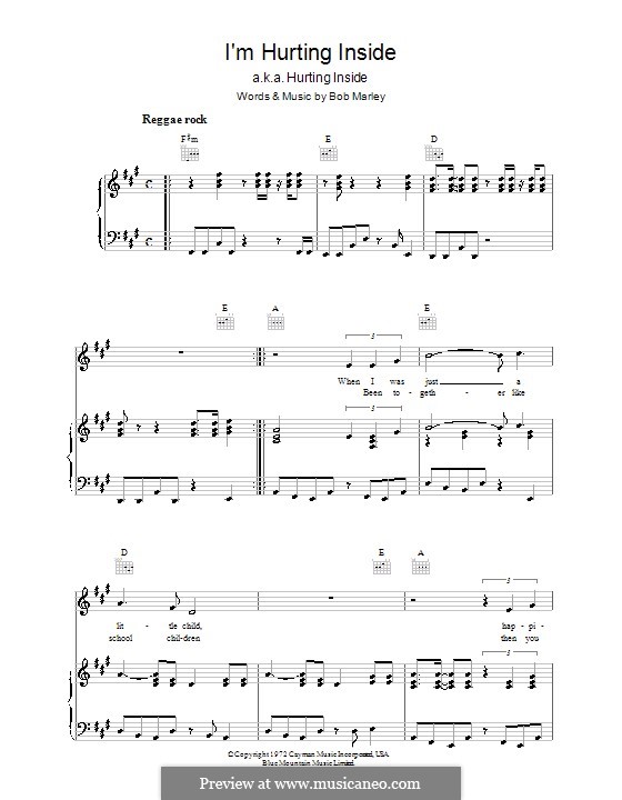 I'm Hurting Inside: Für Stimme und Klavier (oder Gitarre) by Bob Marley