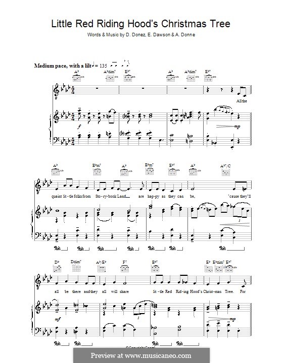Little Red Riding Hood's Christmas Tree (Rosemary Clooney): Für Stimme und Klavier (oder Gitarre) by A. Donne, D. Donez, E. Dawson