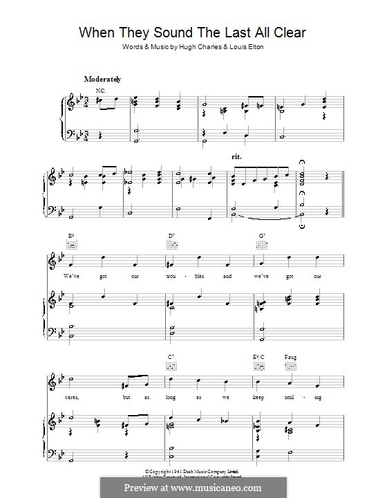 When They Sound the Last All Clear: Für Stimme und Klavier (oder Gitarre) by Louis Elton