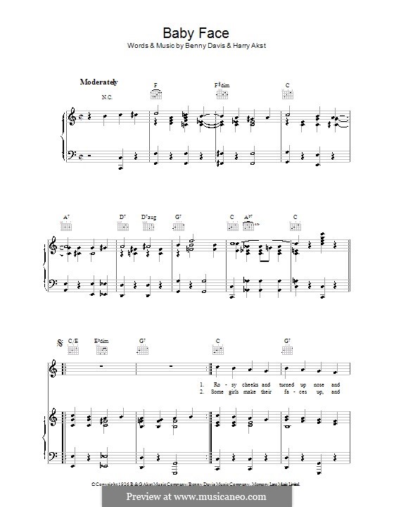 Baby Face: Für Stimme und Klavier (oder Gitarre) by Benny Davis
