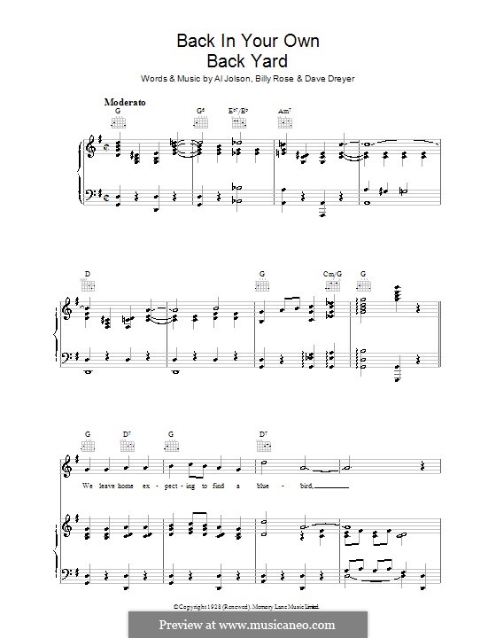 Back in Your Own Back Yard von D. Dreyer, B. Rose Noten auf MusicaNeo